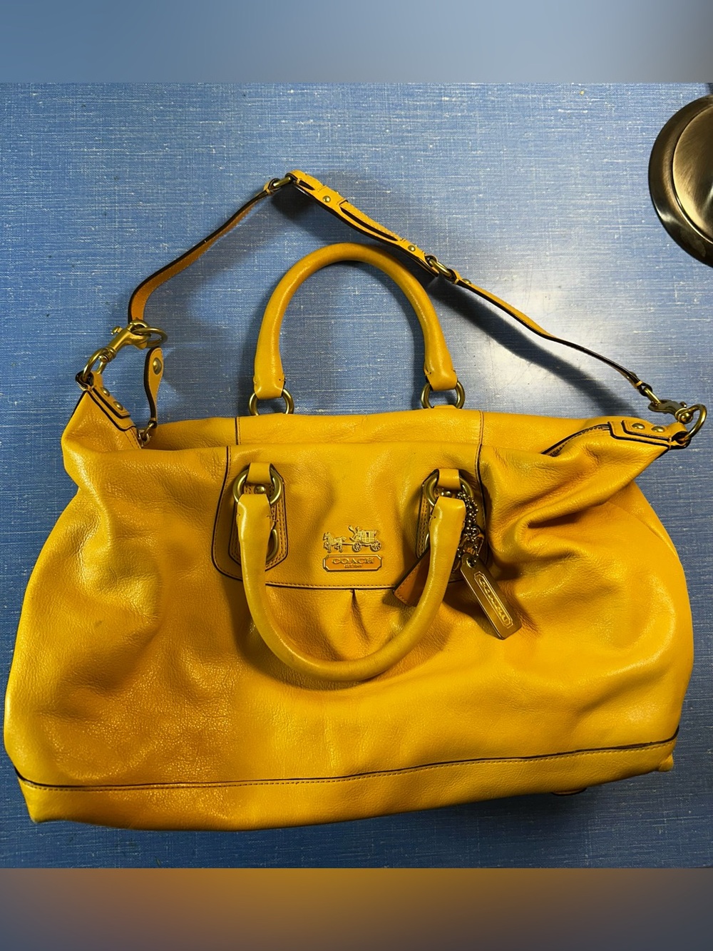 Coach Madison Large Sabrina 12949 Yellow Leather Satchel Shoulder Bag Y2K